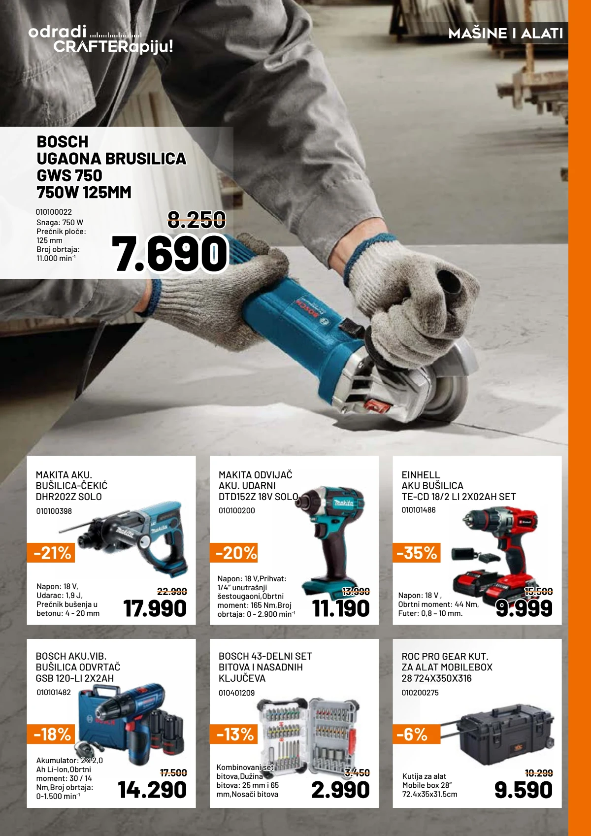 Crafter jun 2026 bušilice brusilice i profesionalni alati
