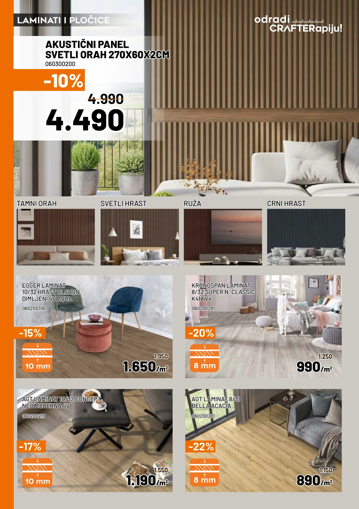 Crafter jun 2026 laminati akustični paneli i podne obloge