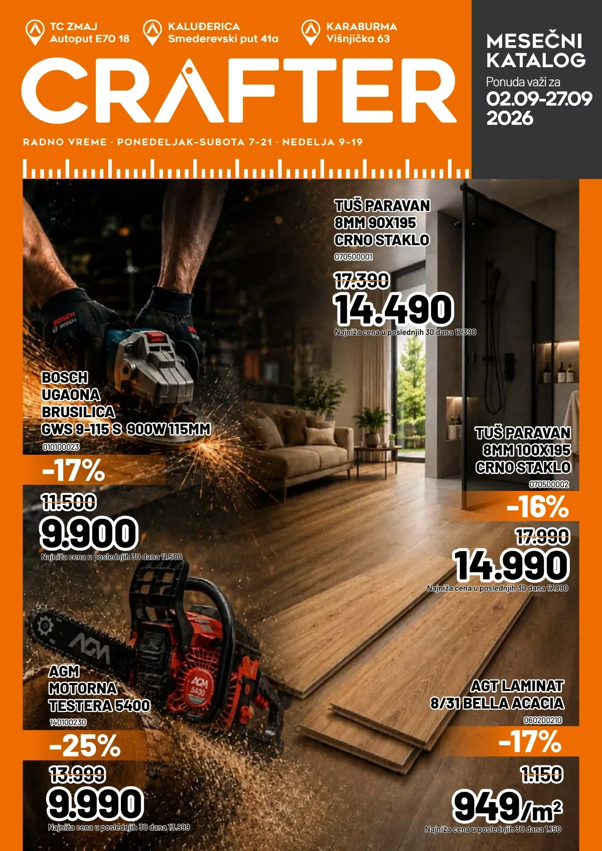 Crafter katalog od 02.09. do 27.09.2026. donosi popuste do 38% na alat, grejanje, podove i opremu za dom