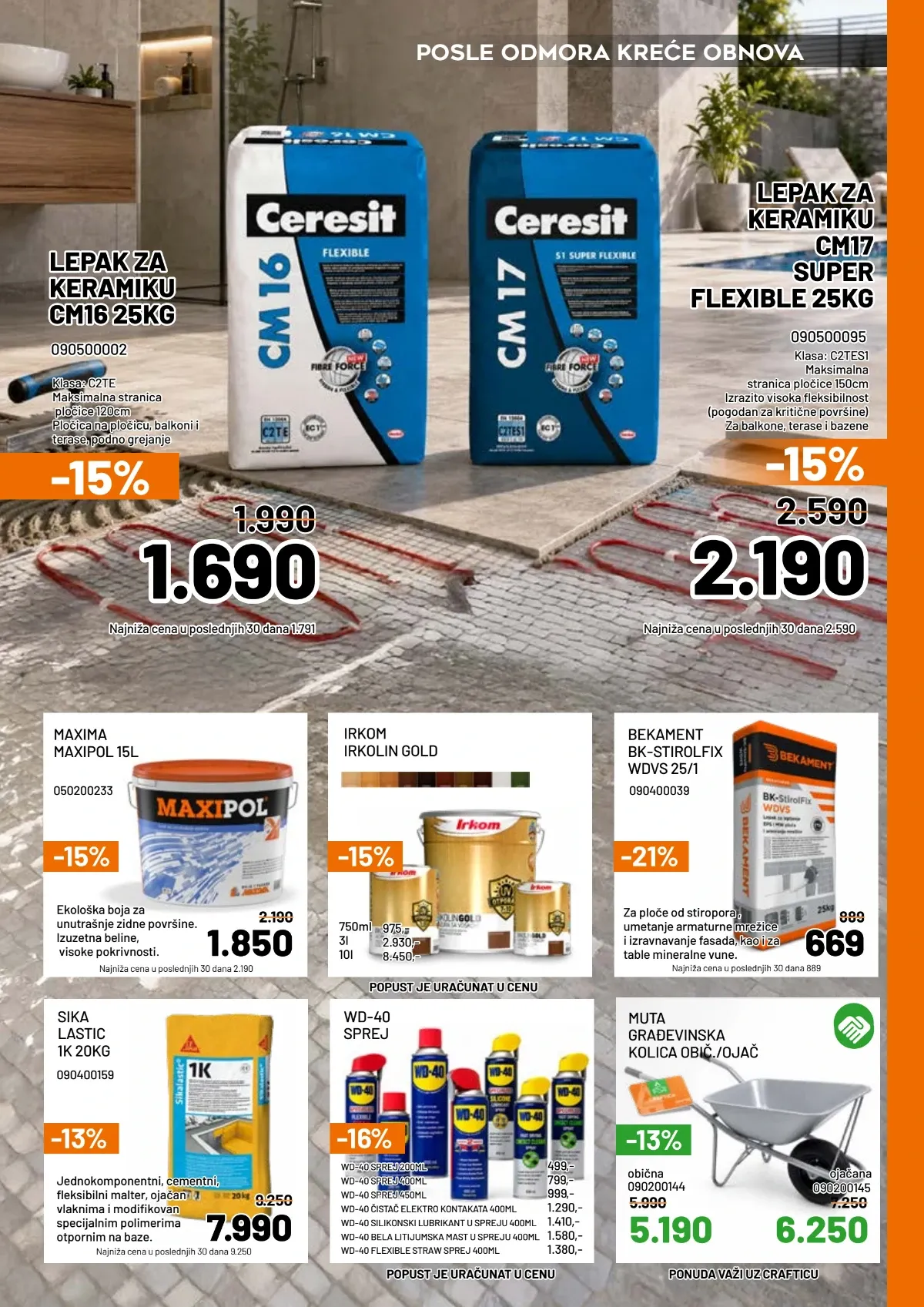 Crafter ponuda Ceresit lepkova za keramiku, boja, fasadnih materijala i građevinske opreme