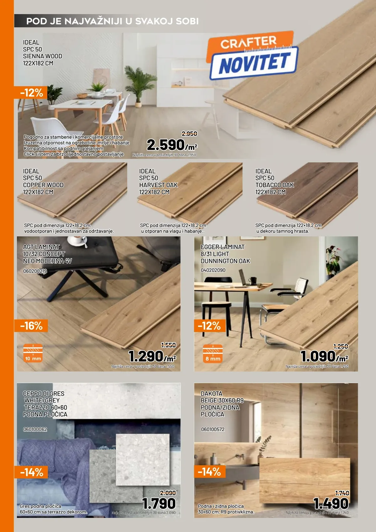 Crafter akcija SPC podova, AGT i Egger laminata i podnih i zidnih keramičkih pločica