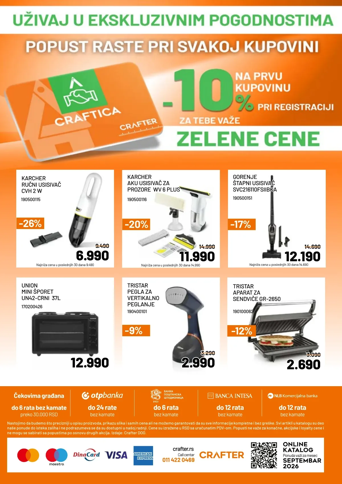 Crafter ponuda Kärcher i Gorenje usisivača, mini šporeta, vertikalne pegle i aparata za sendviče