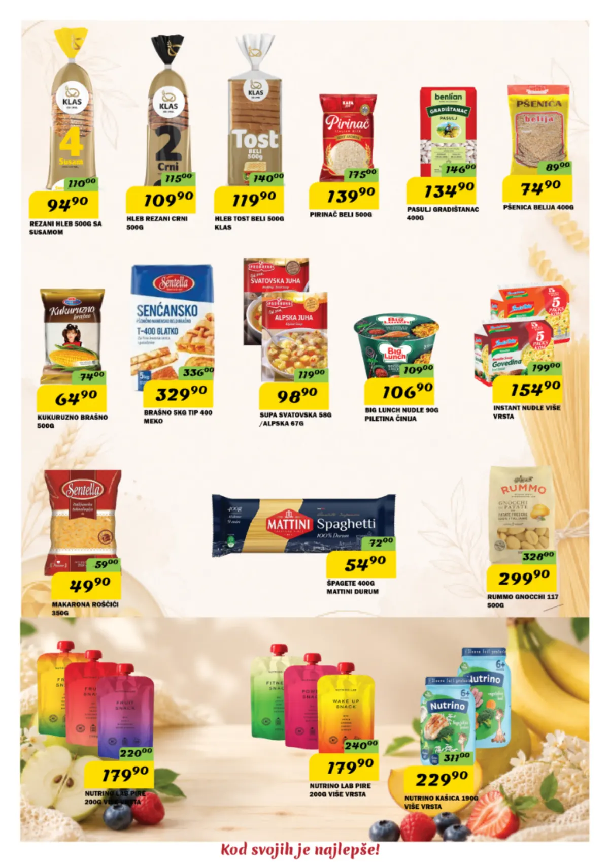 DIMA akcijski katalog, strana 2 – hleb, pirinač, brašno, testenina i Nutrino kašice