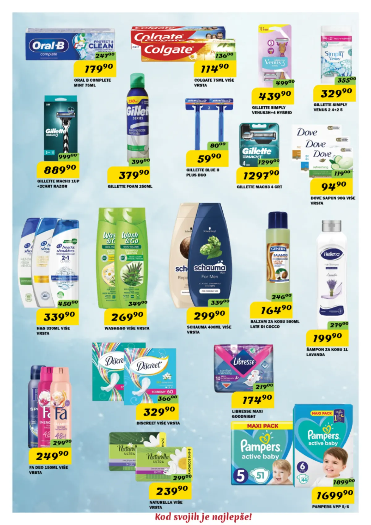DIMA akcijski katalog, strana 10 – paste za zube, brijači, sapuni, šamponi, ulošci i pelene