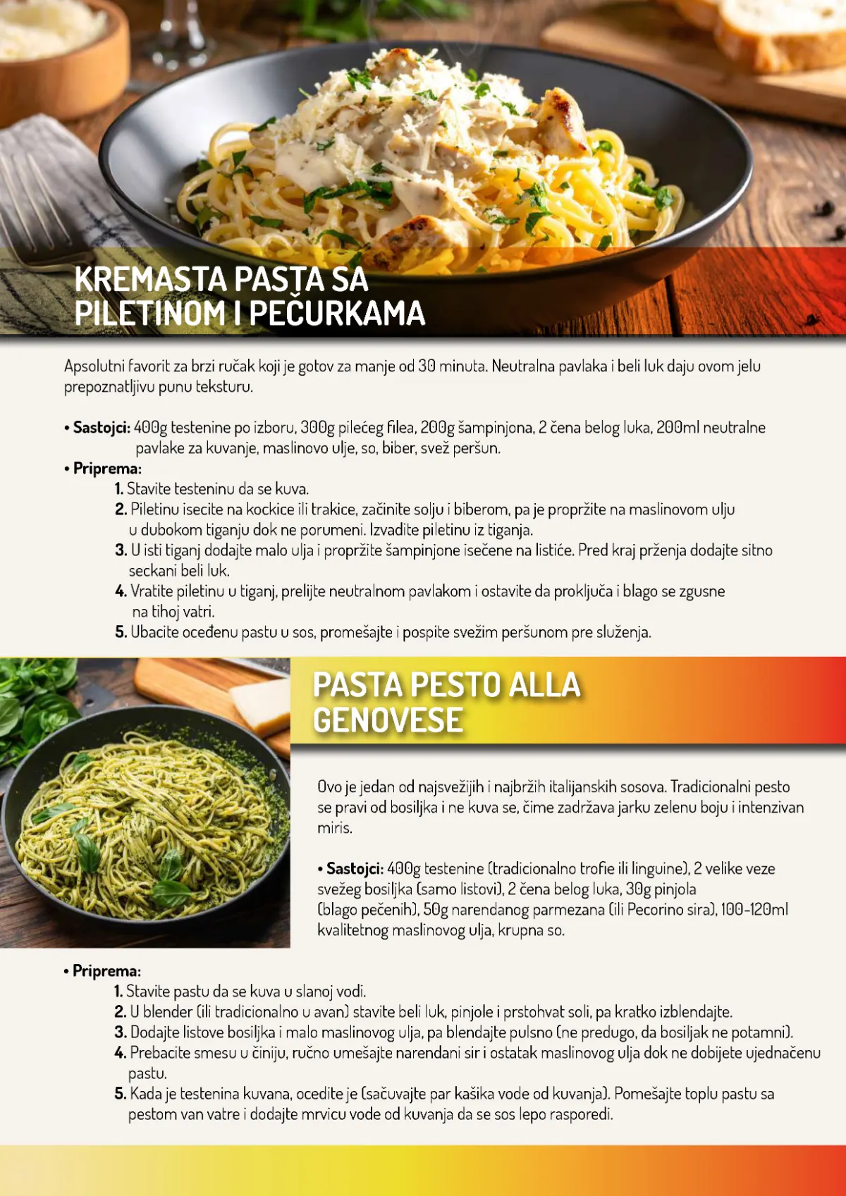 DIS Dani paste – strana 7, recepti za kremastu pastu sa piletinom i pesto