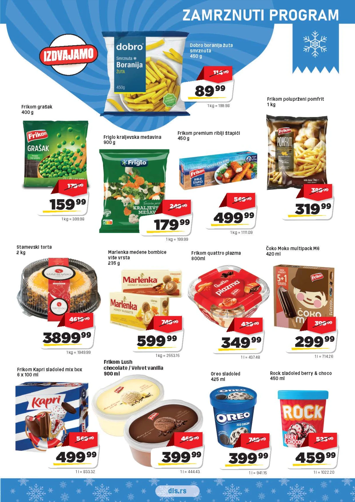DIS katalog strana 5 – zamrznuto povrće, pomfrit, riblji štapići, torte i Frikom sladoledi na akciji