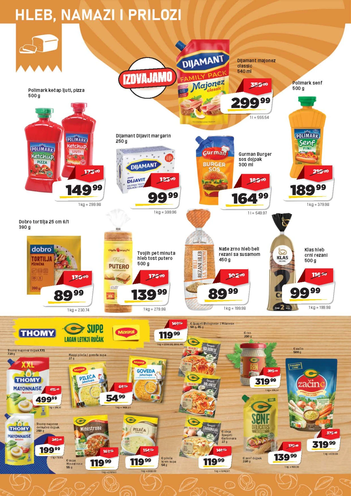 DIS katalog strana 6 – hleb, tortilje, majonez, kečap, senf, supe, začini i prilozi na akciji