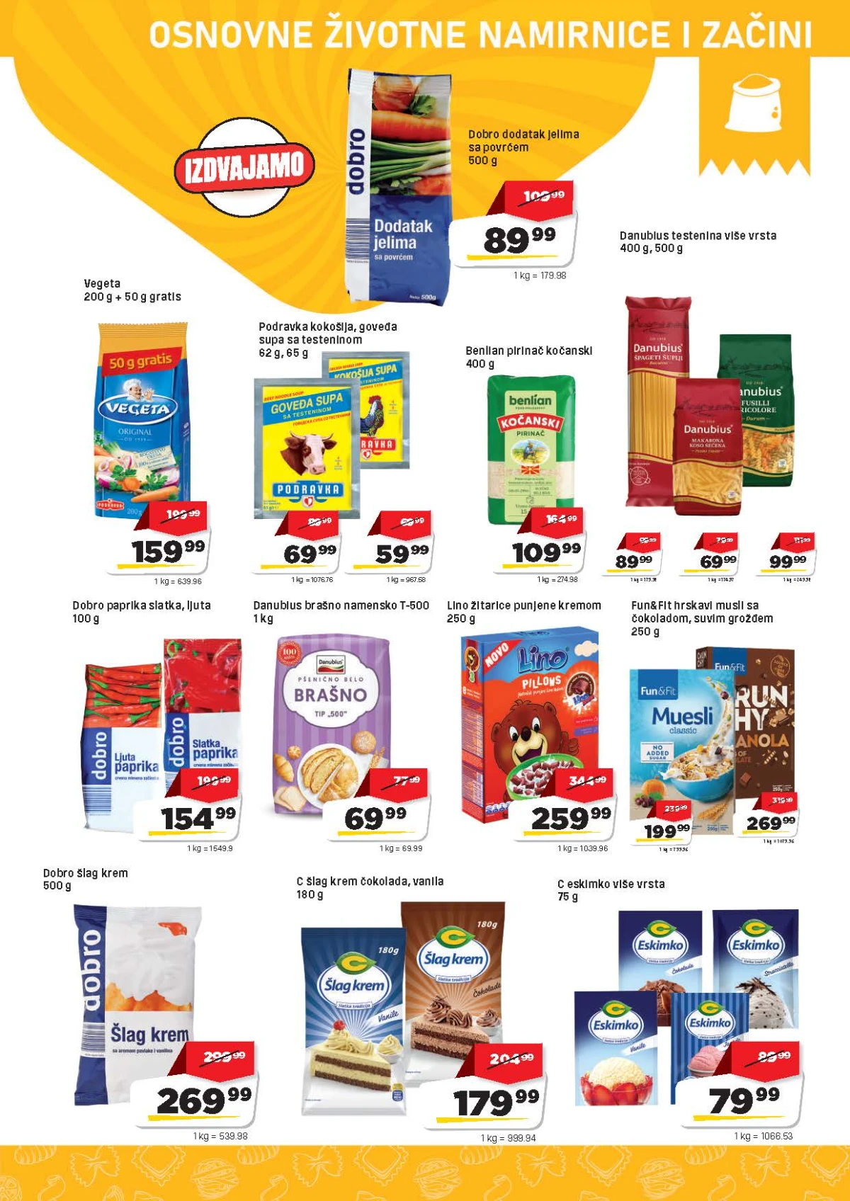 DIS katalog strana 7 – brašno, testenina, pirinač, začini, musli i proizvodi za pripremu kolača na akciji