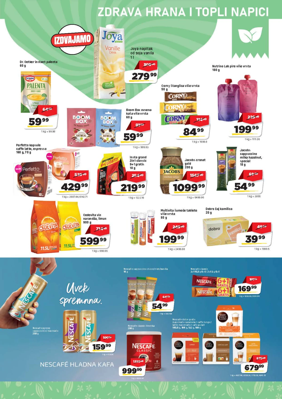 DIS katalog strana 9 – kafa, čajevi, kapsule, kaše, zdrava hrana i topli napici na akciji