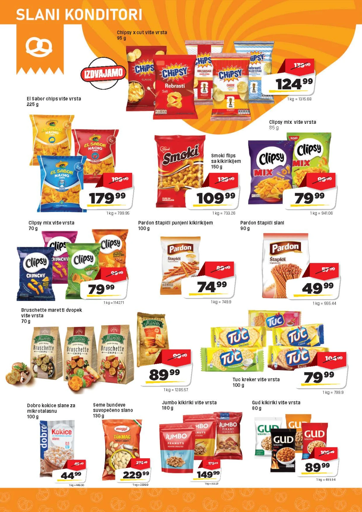 DIS katalog strana 14 – čips, flips, grickalice i slani proizvodi na akciji