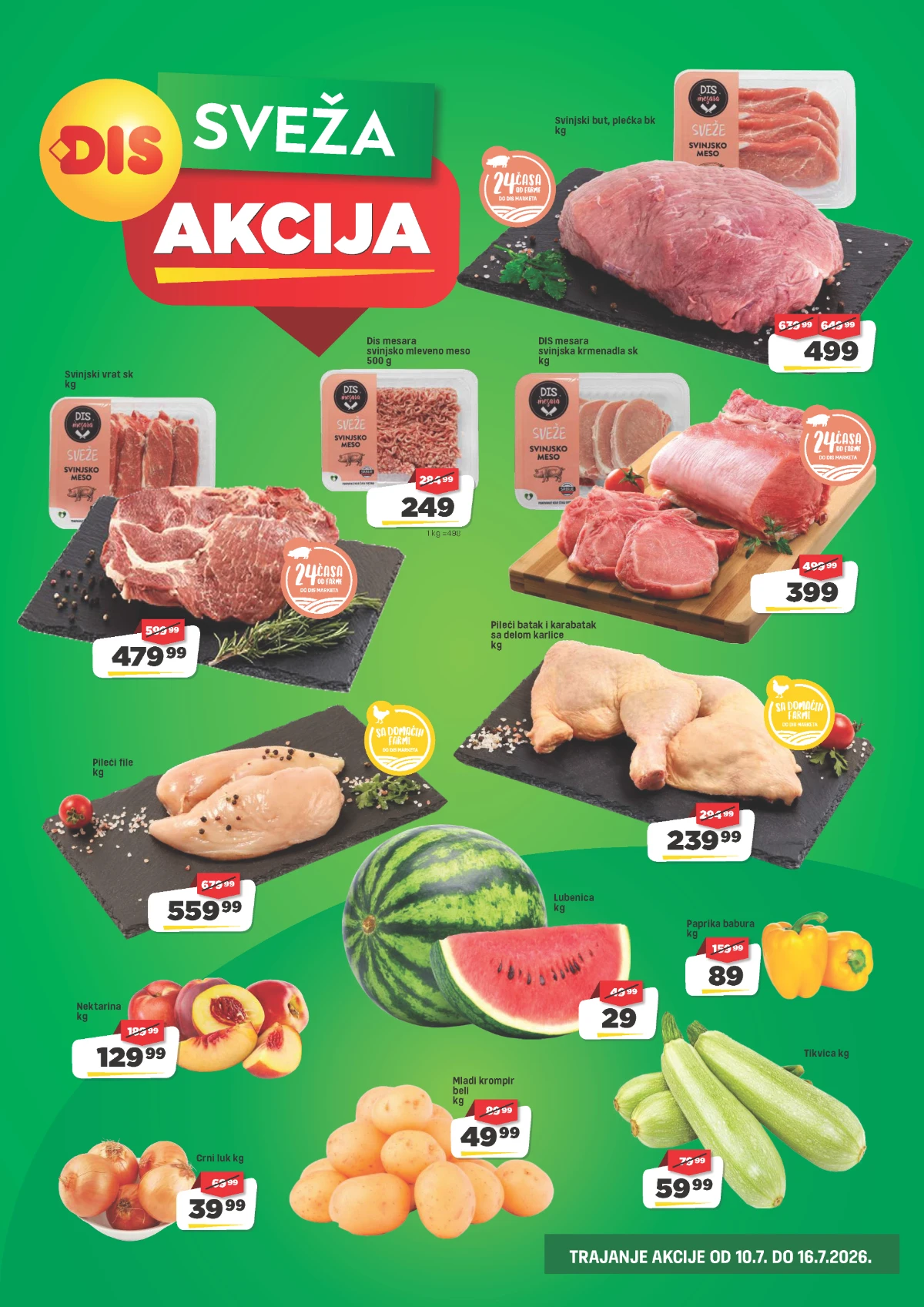 DIS katalog strana 3 – sveže meso, voće i povrće na akciji