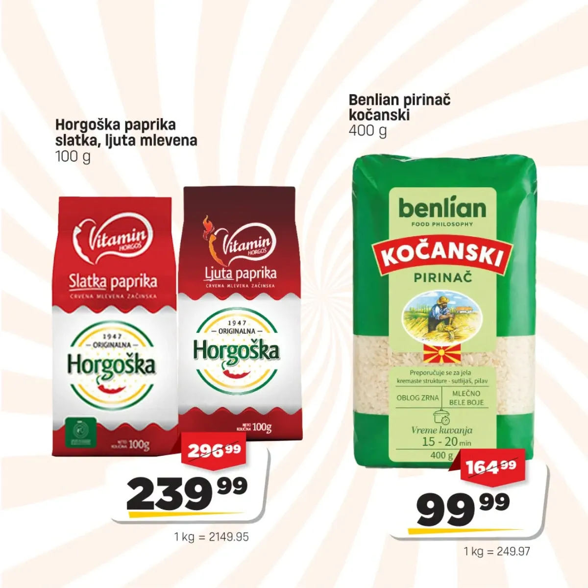 DIS akcija – Horgoška paprika 239,99 RSD i Benlian kočanski pirinač 99,99 RSD