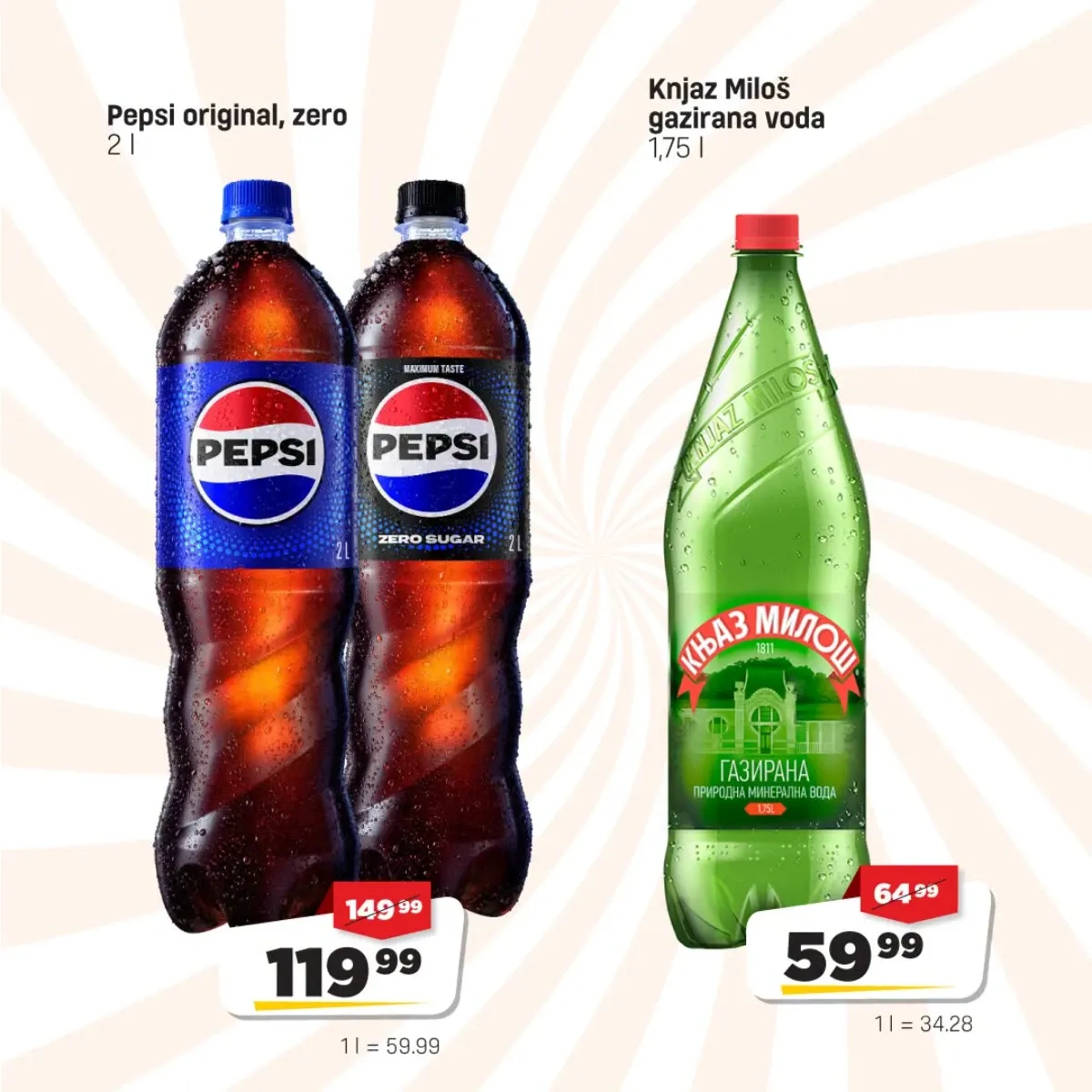 DIS akcija – Pepsi 2 l za 119,99 RSD i Knjaz Miloš voda 1,75 l za 59,99 RSD