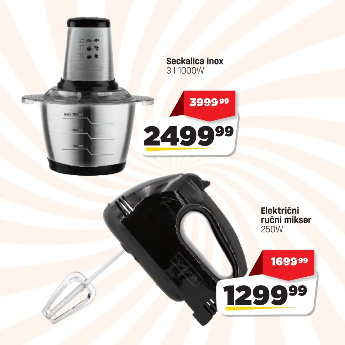 DIS akcija – inox seckalica 2.499,99 RSD i električni ručni mikser 1.299,99 RSD