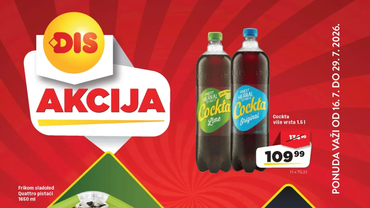 DIS katalog do 50% popusta – nova akcija sa sniženjima na prehranu, piće i proizvode za domaćinstvo od 16. do 29.07.2026.
