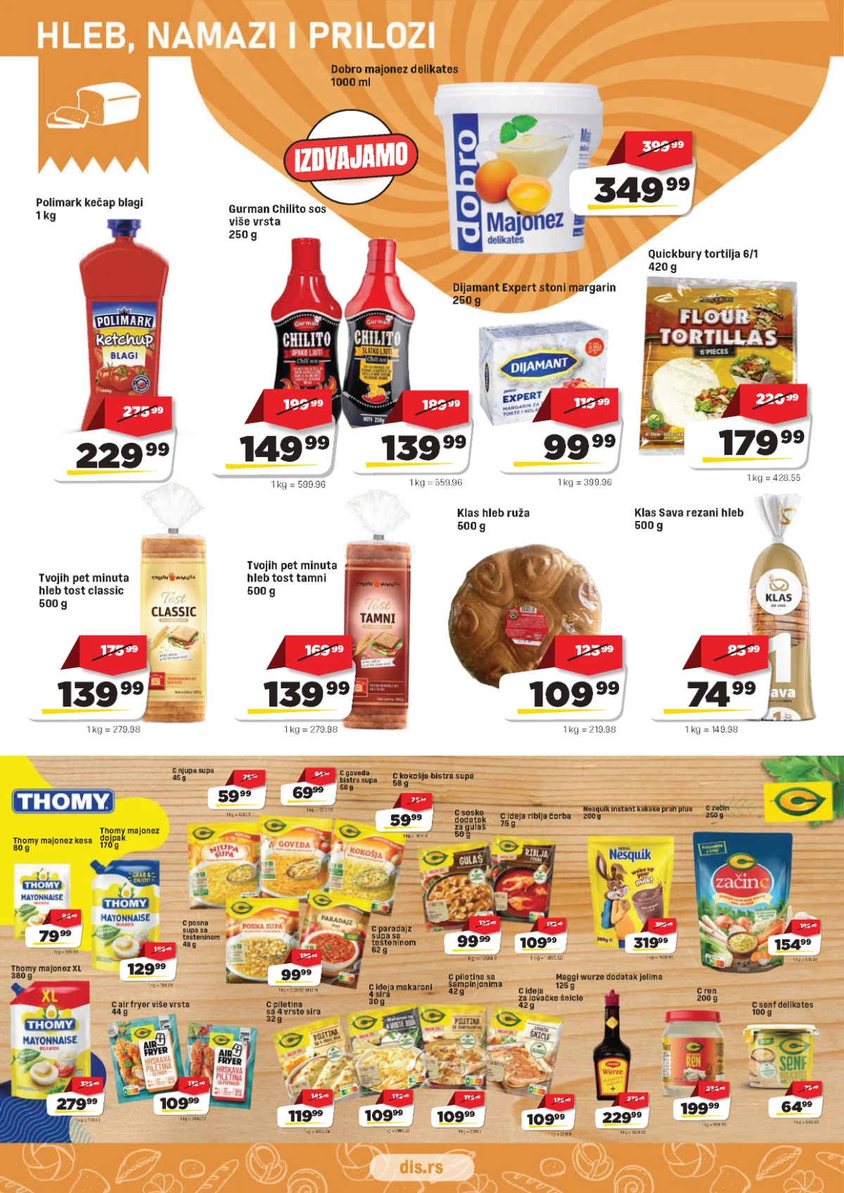 DIS katalog – majonez, kečap, hleb, začini i dodaci jelima na akciji