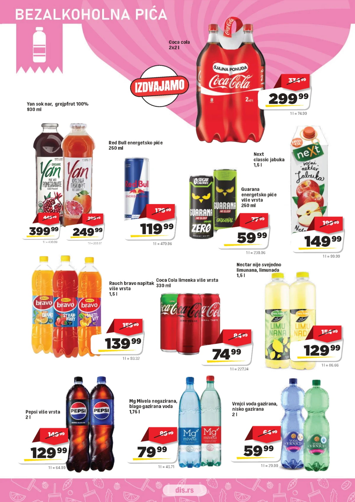 DIS katalog – sokovi, gazirana pića, energetska pića i voda na akciji