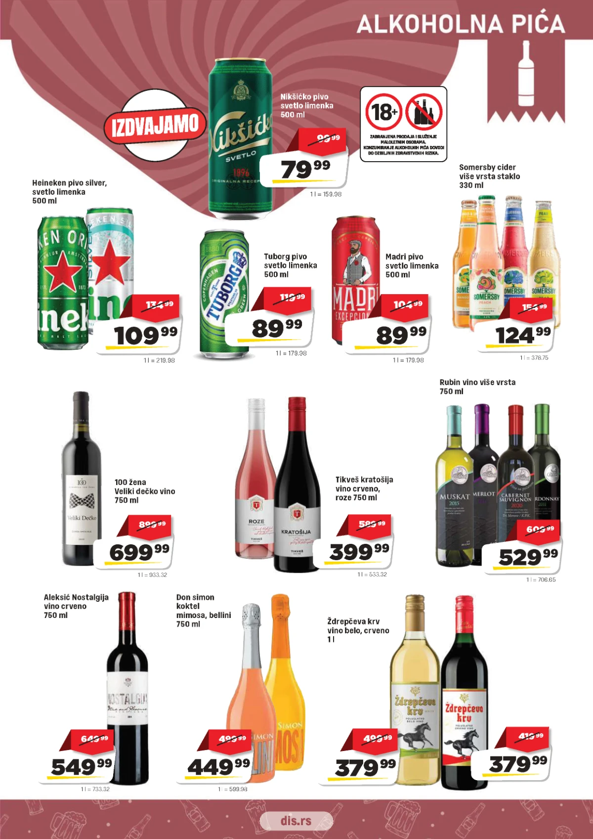 DIS katalog – pivo, vino, cider i alkoholna pića na akciji