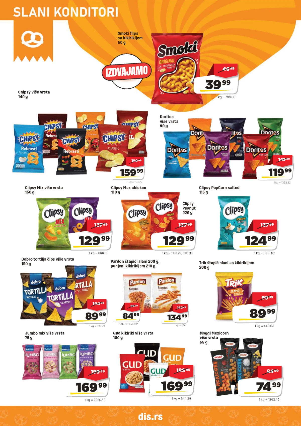 DIS katalog – grickalice, čips, smoki i kikiriki na akciji