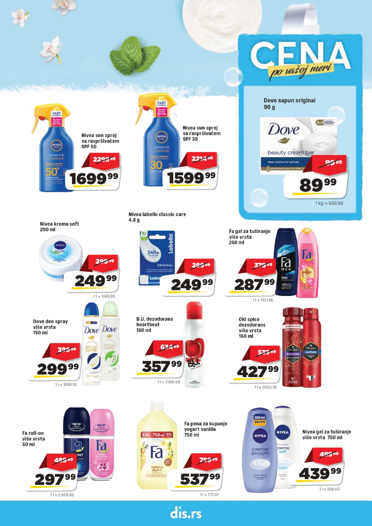 DIS katalog – Nivea, Dove, Fa i kozmetika za negu tela na akciji