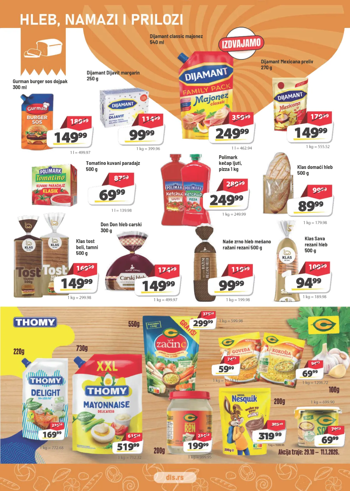 DIS katalog strana 6 – Dijamant majonez 249,99 din, margarin 99,99 din i Tomatino paradajz 69,99 din