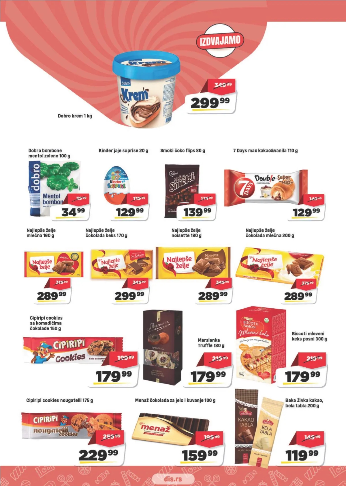 DIS katalog strana 13 – Plazma keks 400 g za 319,99 din, Wellness keks 129,99 din i Jaffa cakes 119,99 din