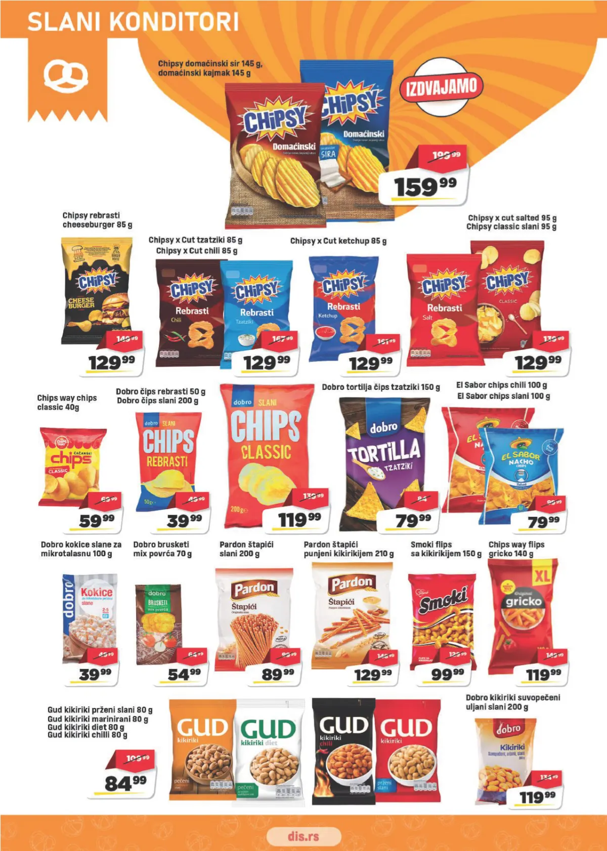 DIS katalog strana 14 – Chips Way čips 149,99 din, Chipsy 159,99 din i Smoki flips 39,99 din