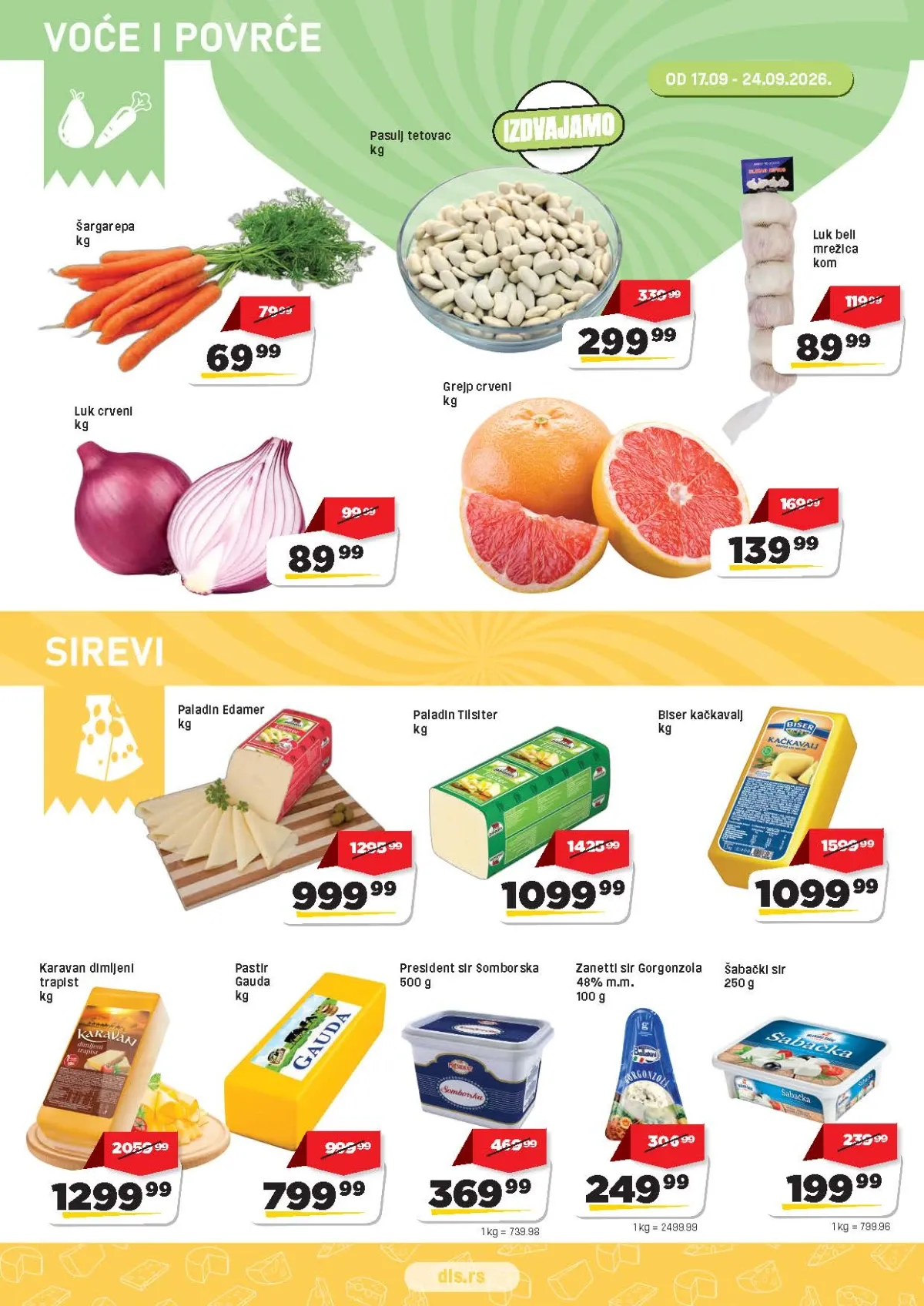 DIS katalog strana 2 – povrće, pasulj i sirevi na akciji