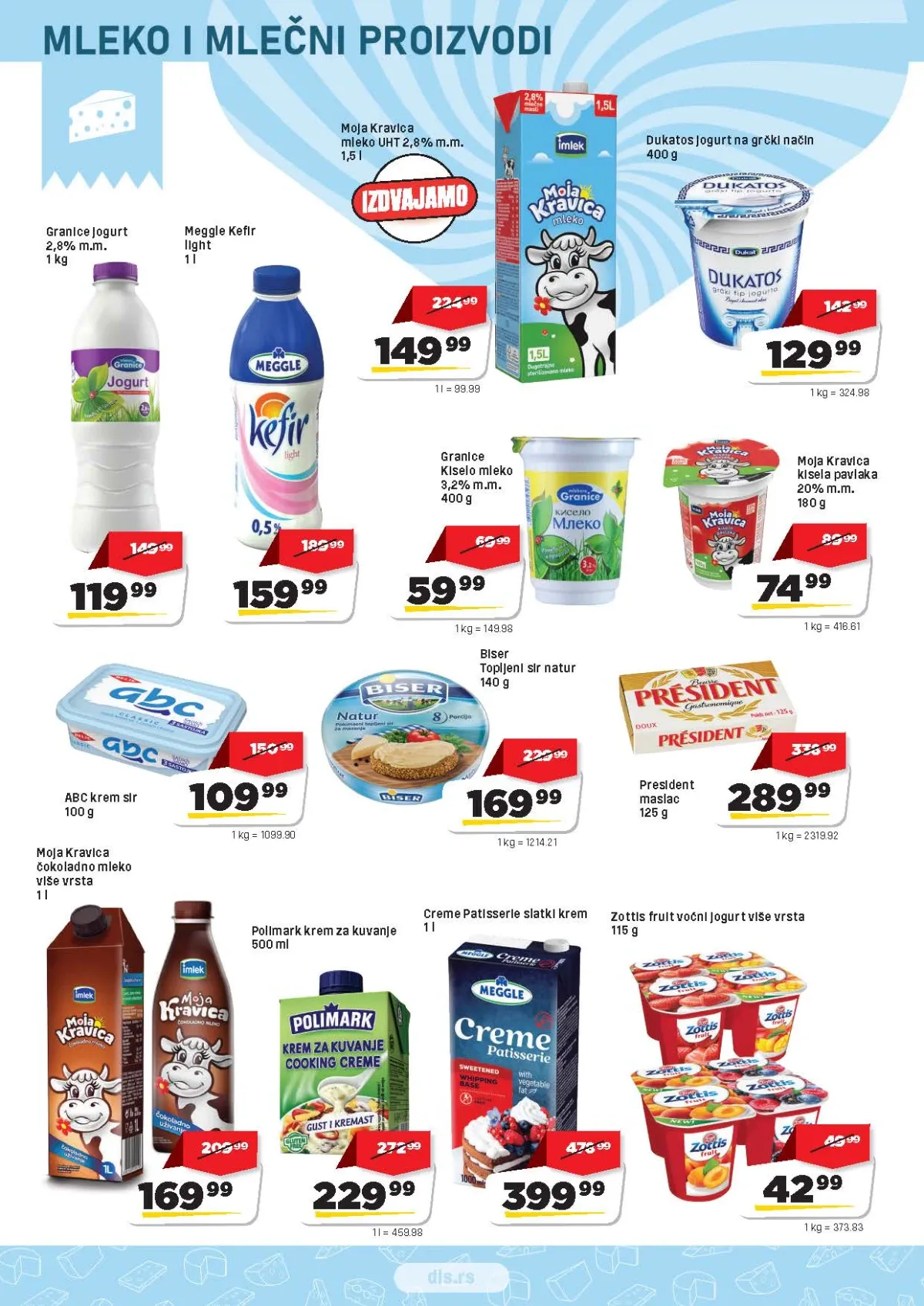 DIS katalog strana 4 – mleko, jogurt, kefir, pavlaka i sirevi
