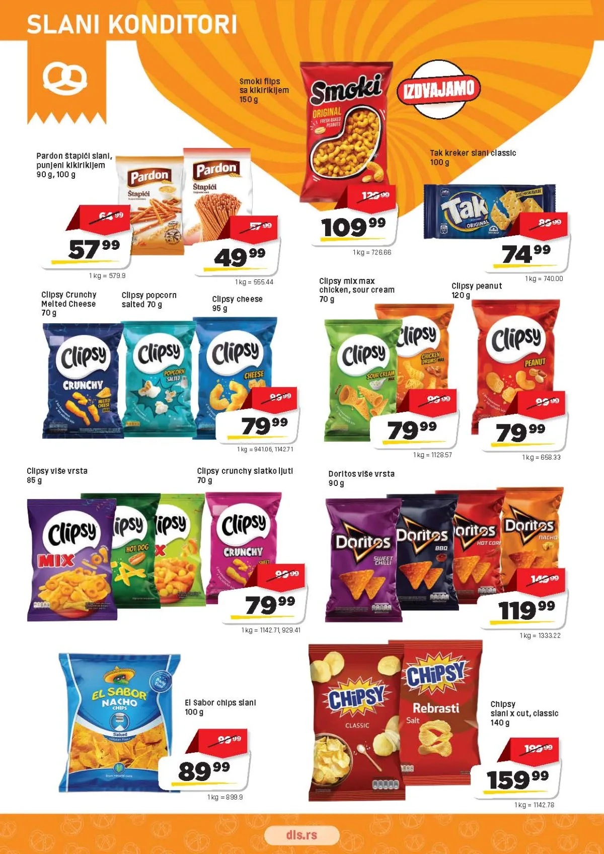 DIS katalog strana 14 – Smoki, Clipsy, Doritos, Chipsy i slane grickalice