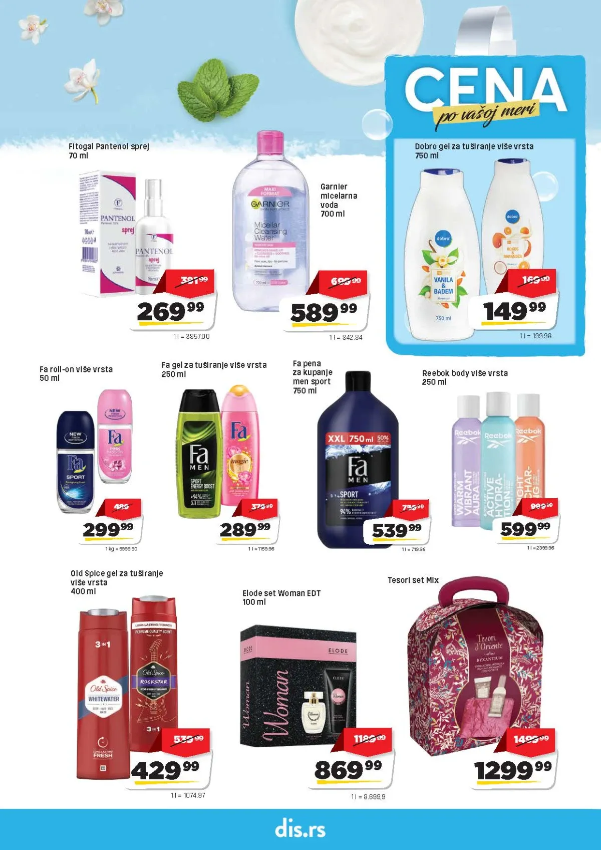 DIS katalog strana 17 – gelovi za tuširanje, micelarna voda, dezodoransi i poklon-setovi