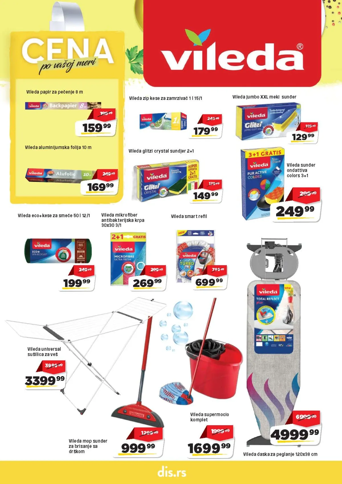 DIS katalog strana 20 – Vileda sunđeri, krpe, mopovi, sušilice i daske za peglanje