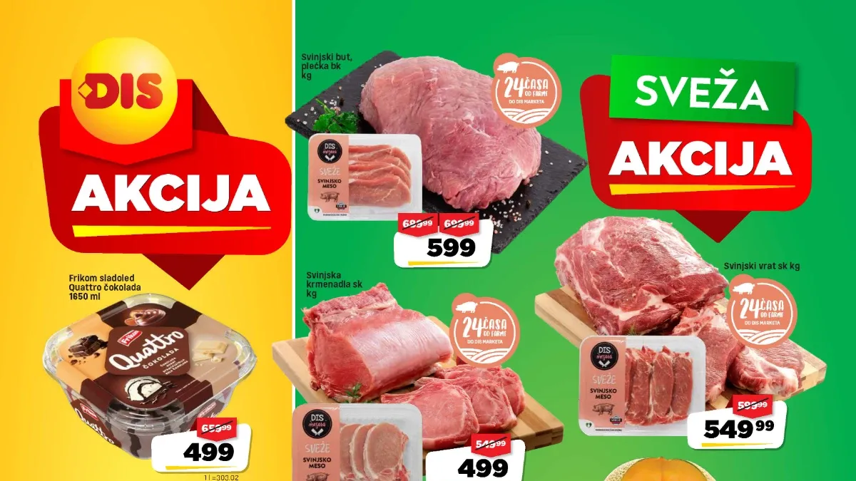 DIS akcija do 31.08.2026. – sladoled, Nutella, Ariel, meso, voće i druge ponude uz popuste do 49%