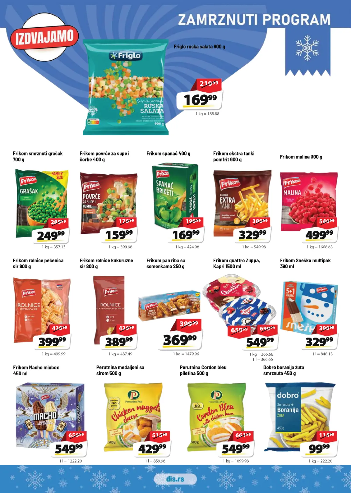 DIS katalog strana 5 – Friglo ruska salata, Frikom grašak, povrće, pomfrit, sladoledi i smrznuta hrana