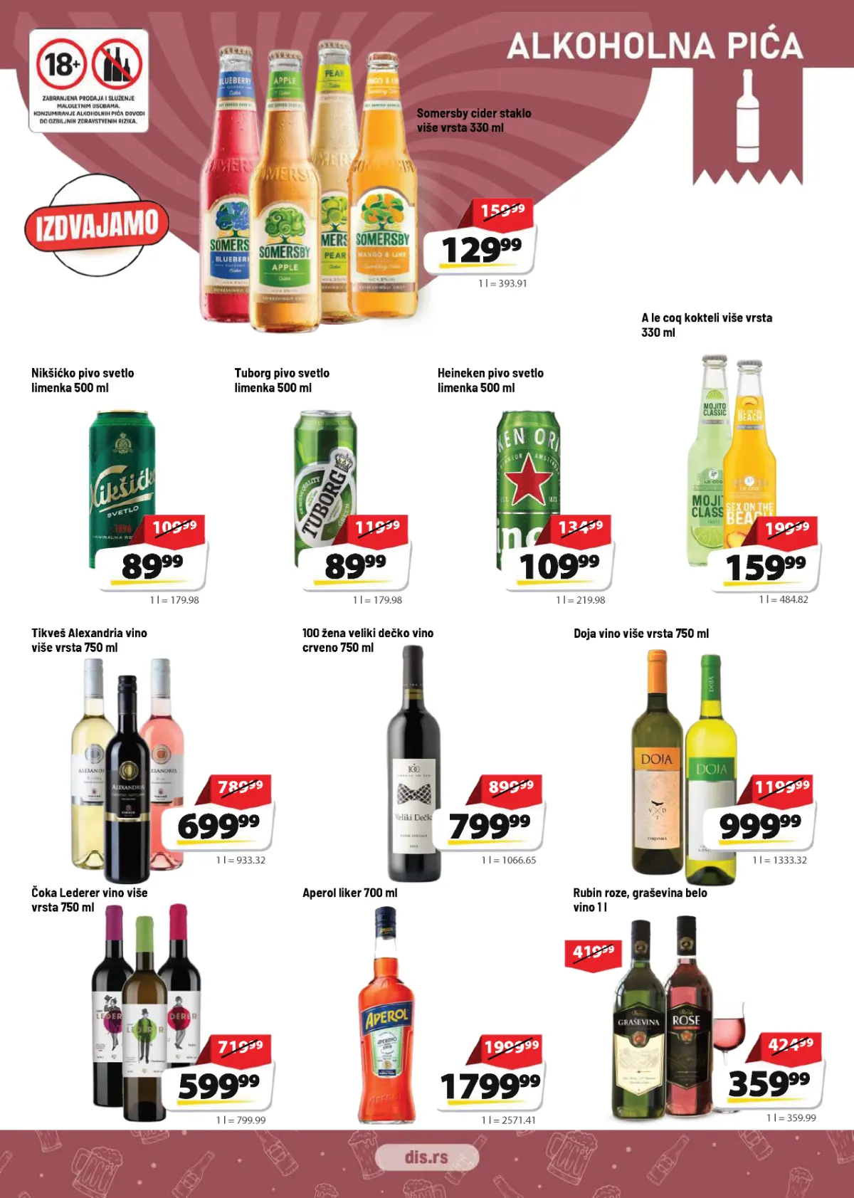 DIS katalog strana 11 – Nikšićko, Tuborg, Heineken, Somersby, Tikveš vina i druga alkoholna pića