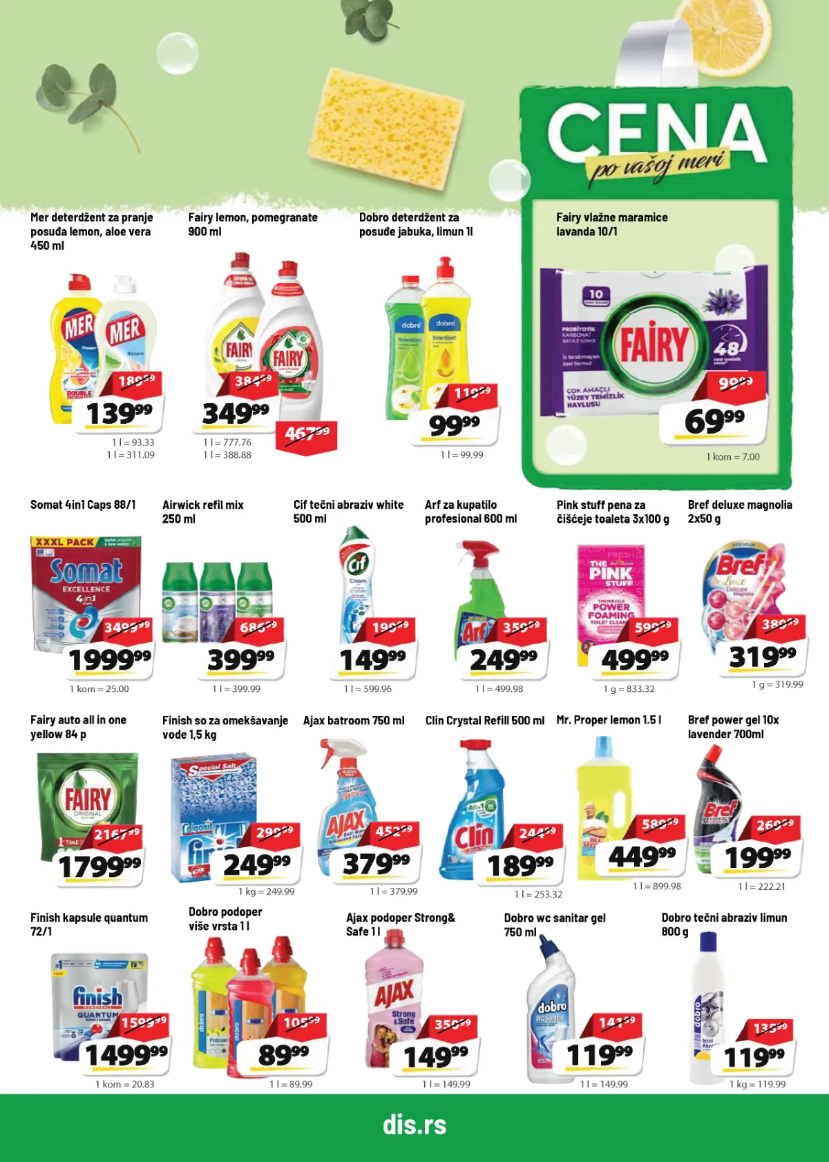 DIS katalog strana 19 – Mer, Fairy, Somat, Finish, Cif, Ajax, Bref i sredstva za pranje i čišćenje