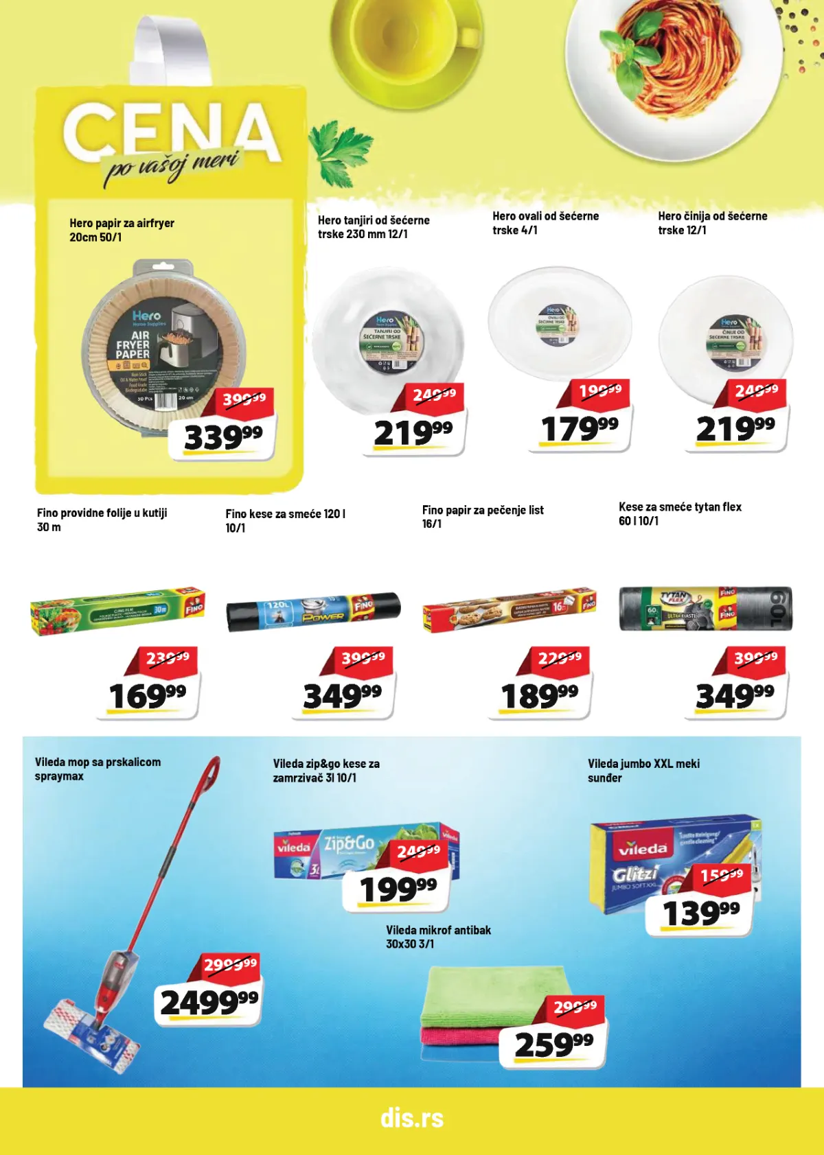 DIS katalog strana 20 – Hero papir za air fryer, Fino folije i kese, Vileda mop i kuhinjski sunđeri