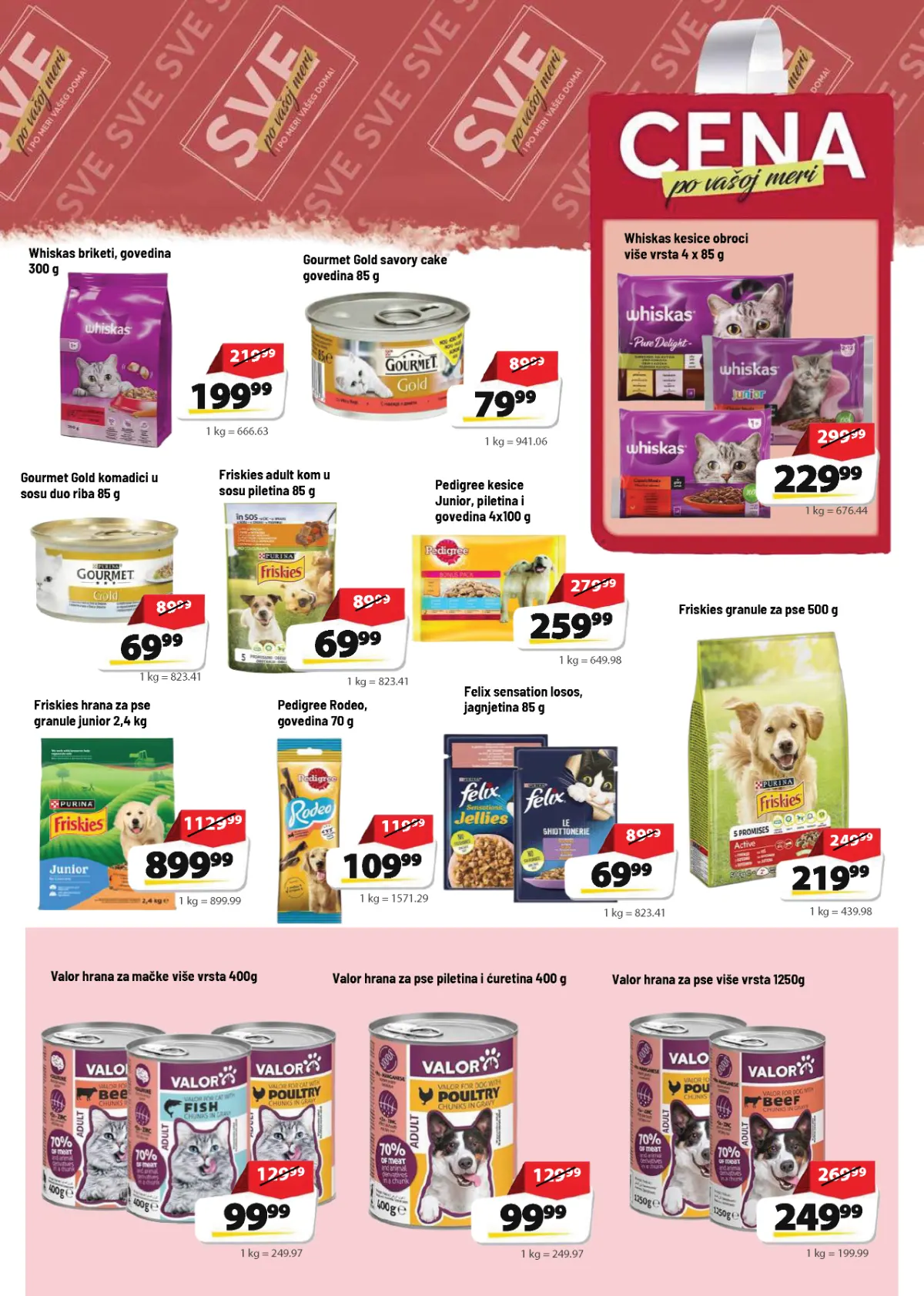 DIS katalog strana 23 – Whiskas, Gourmet Gold, Friskies, Pedigree, Felix i Valor hrana za pse i mačke
