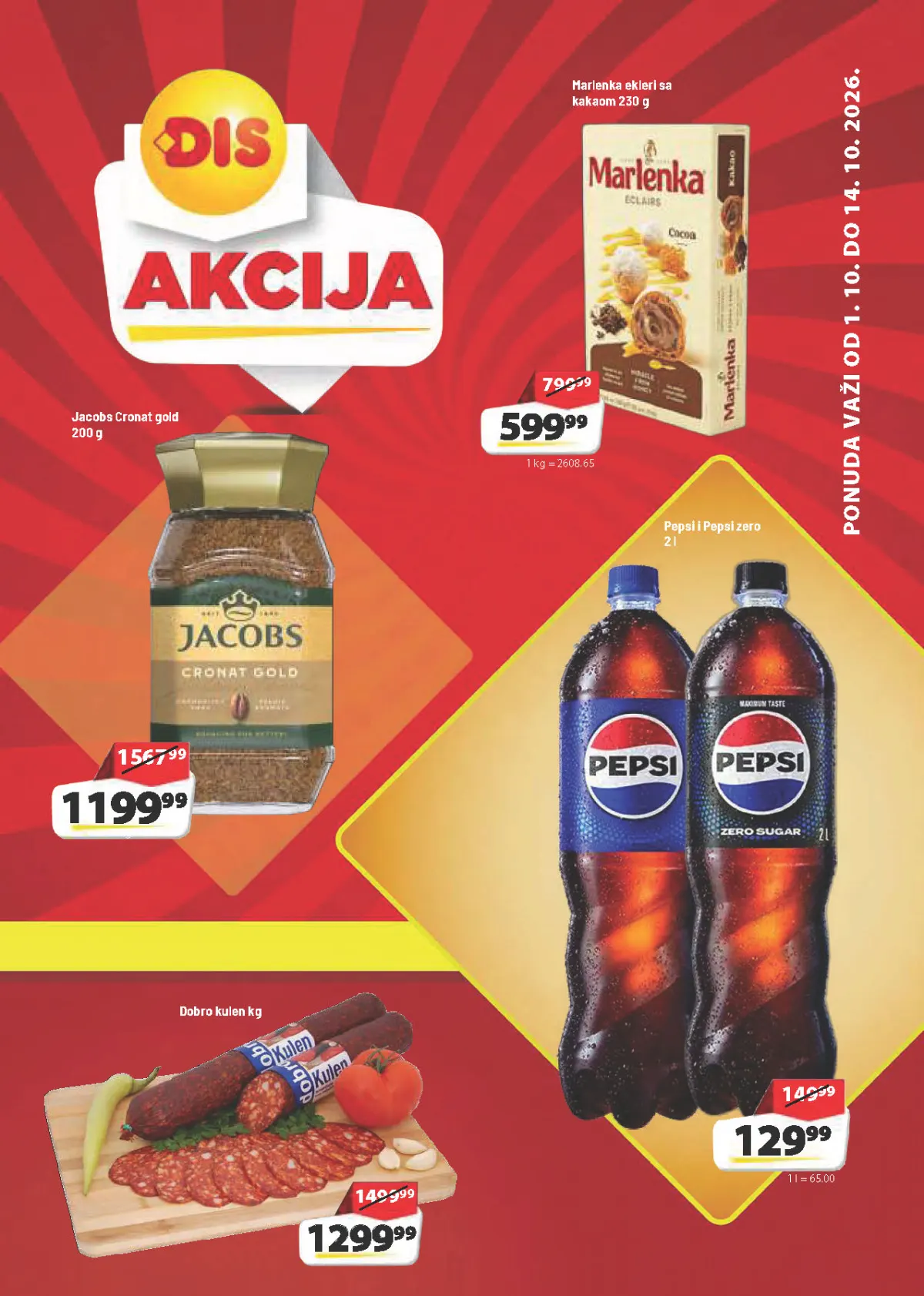 DIS katalog od 01.10. do 14.10.2026. – kafa, piće, delikatesi, hrana i proizvodi za domaćinstvo po akcijskim cenama