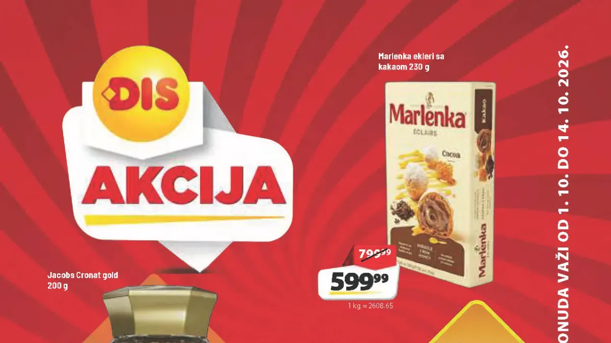 DIS katalog od 01.10. do 14.10.2026. – kafa, Pepsi, kulen, slatkiši i veliki izbor proizvoda po akcijskim cenama
