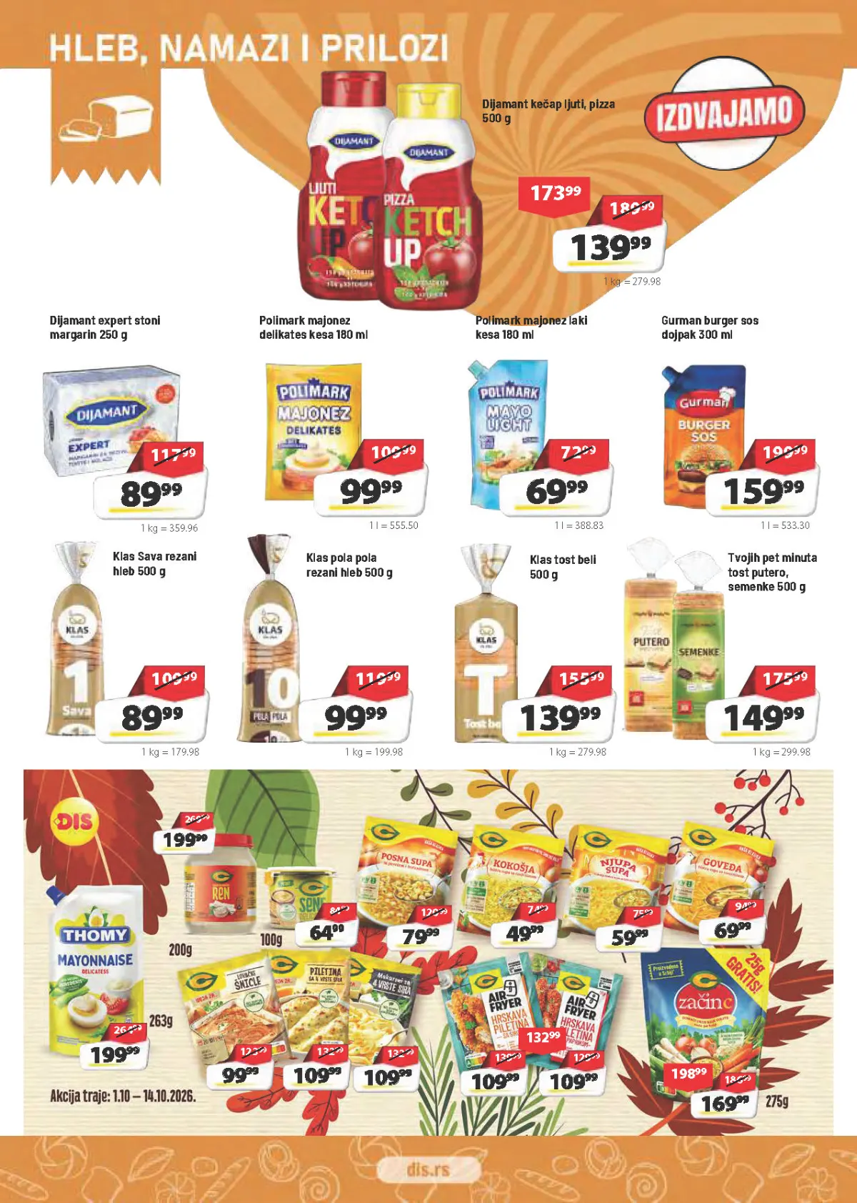 DIS katalog – hleb, majonez, kečap, namazi i prilozi na akciji