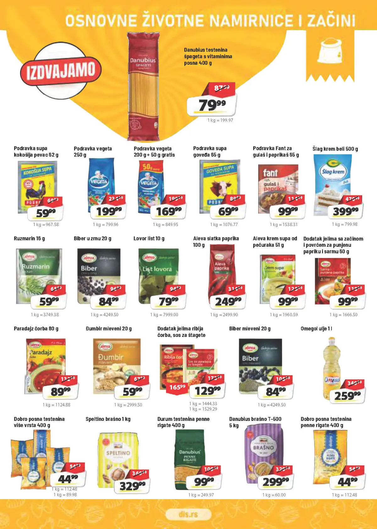 DIS katalog – testenina, brašno, ulje, začini i osnovne životne namirnice