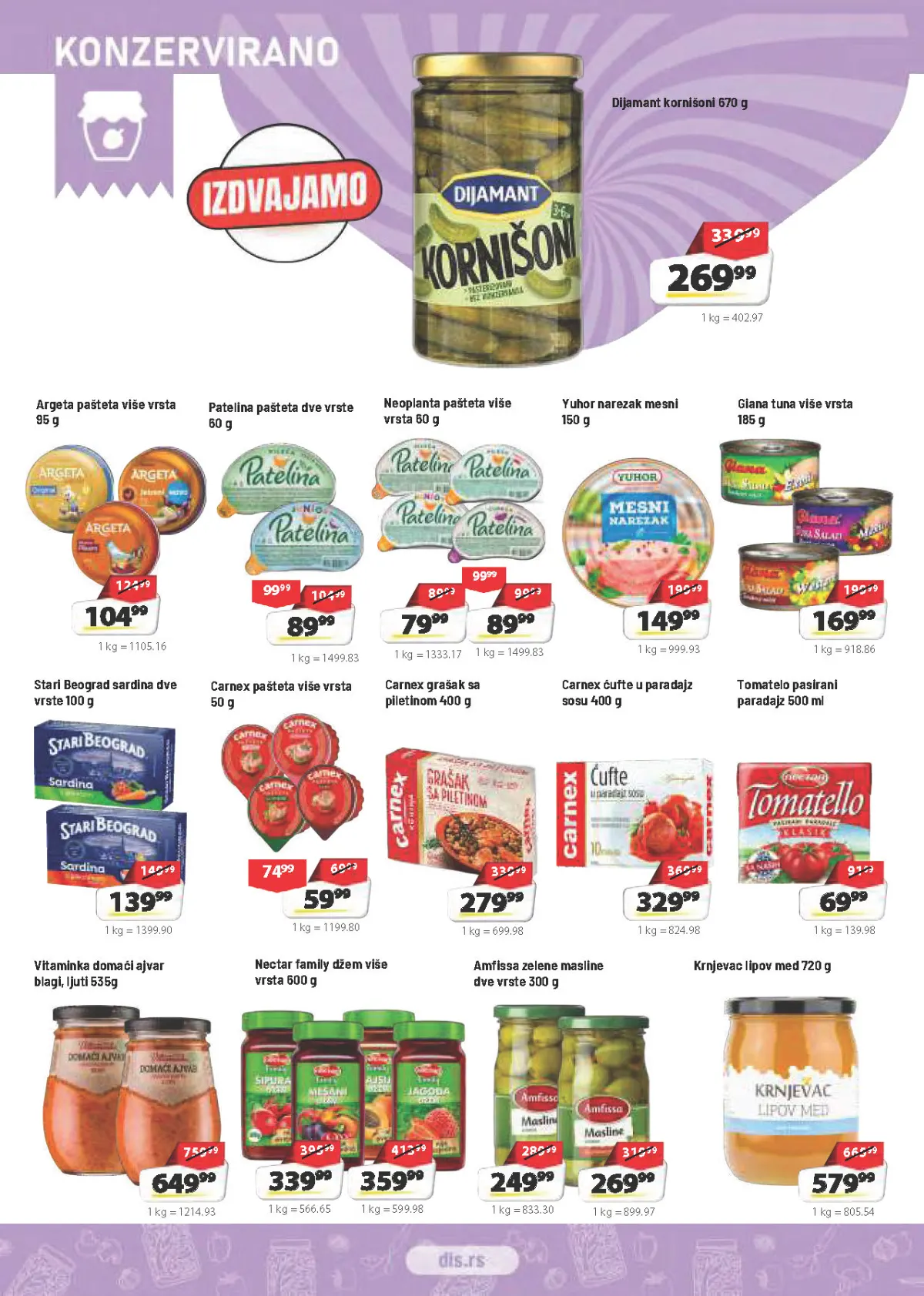 DIS katalog – paštete, tuna, ajvar, masline, med i konzervirani proizvodi