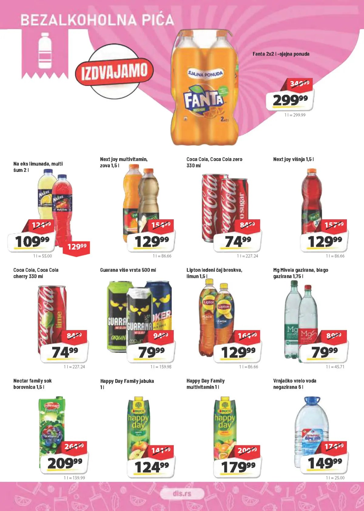 DIS katalog – sokovi, gazirana pića, voda i ledeni čaj na akciji