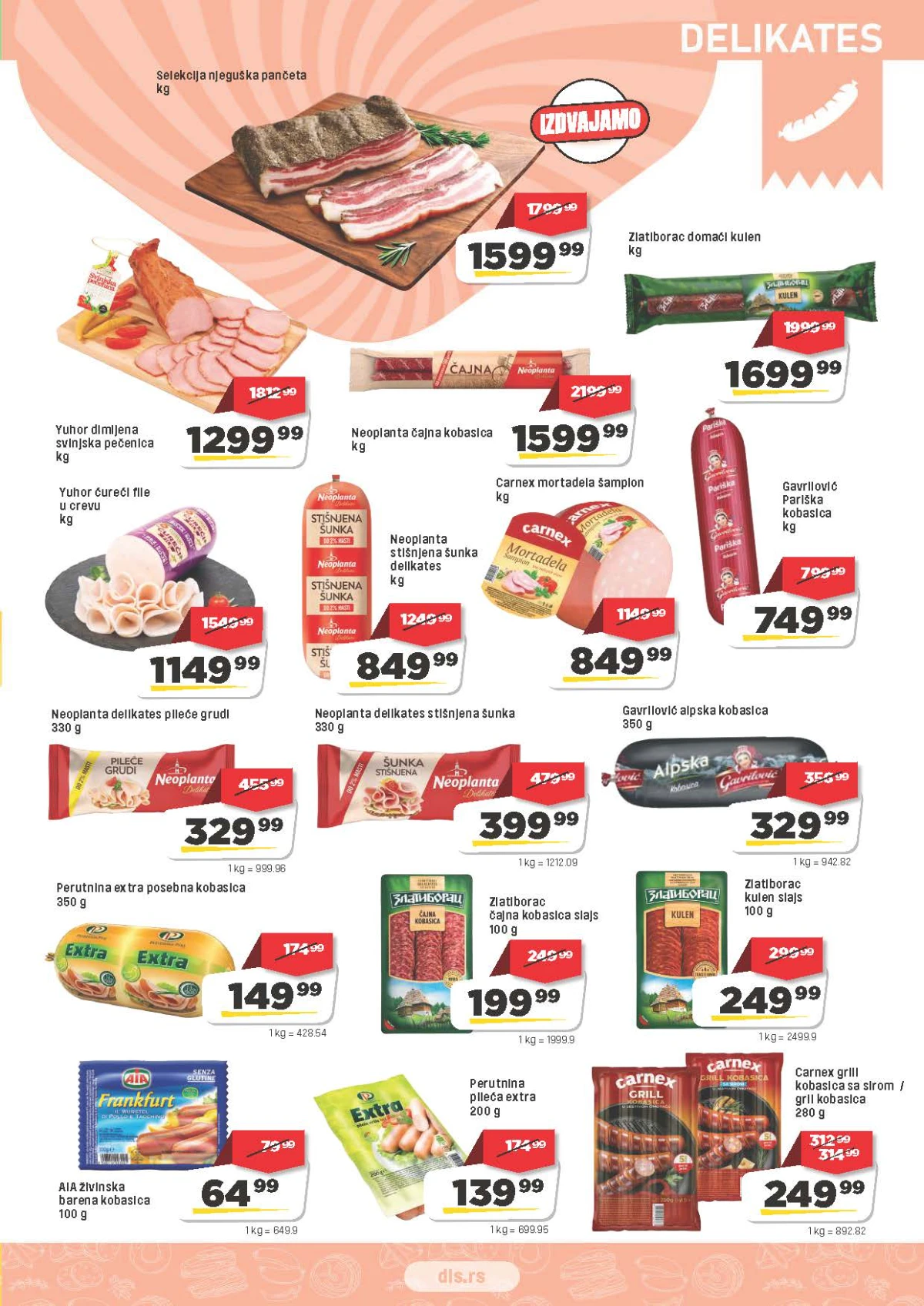 DIS katalog – delikates, pečenica, kobasice, kulen i šunka na akciji