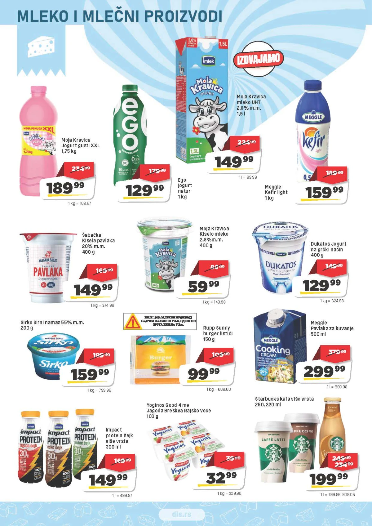 DIS katalog – mleko, jogurt, kefir, pavlaka i mlečni proizvodi na akciji