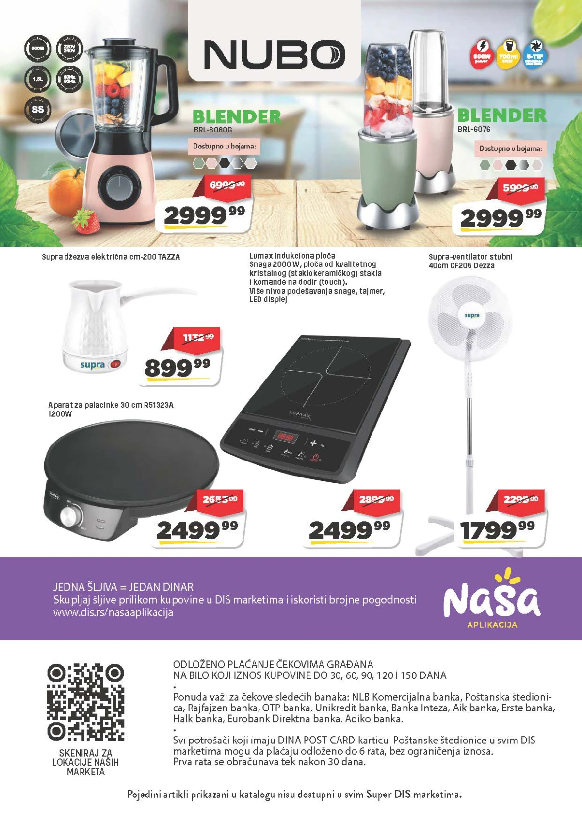 DIS katalog – NUBO blenderi, indukciona ploča, aparat za palačinke i ventilator