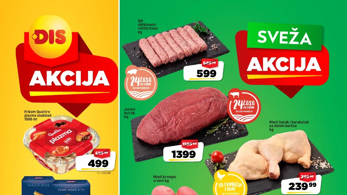 DIS Sveža akcija od 17. do 23.07.2026. – sveže meso, voće, povrće, kafa, testenina i proizvodi za domaćinstvo po akcijskim cenama