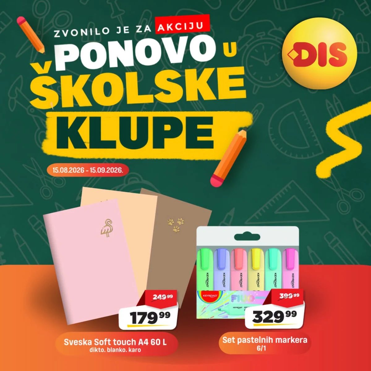 DIS školska akcija – Soft Touch A4 sveske i set pastelnih markera