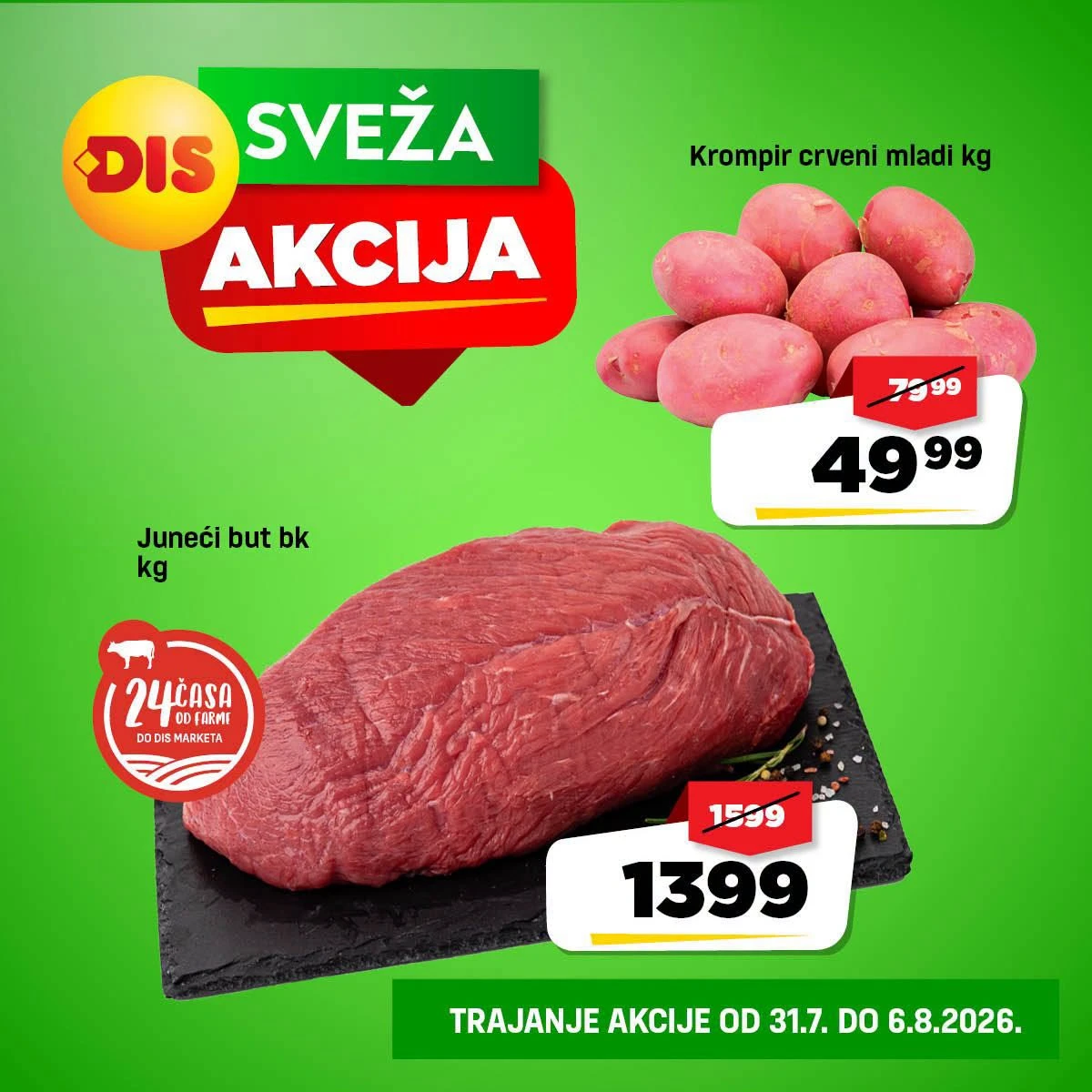 DIS Sveža akcija – juneći but bez kosti i mladi crveni krompir na akciji